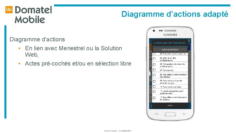  Diagramme d’actions adapté Diagramme d’actions • En lien avec Menestrel ou la Solution