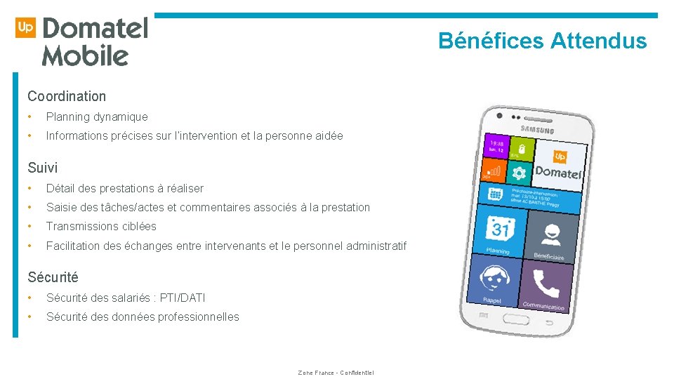  Bénéfices Attendus Coordination • Planning dynamique • Informations précises sur l’intervention et la