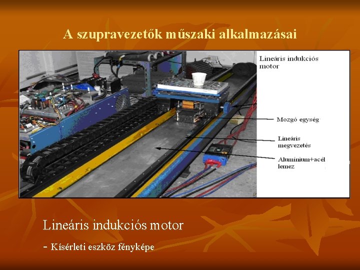 A szupravezetők műszaki alkalmazásai Lineáris indukciós motor - Kísérleti eszköz fényképe 