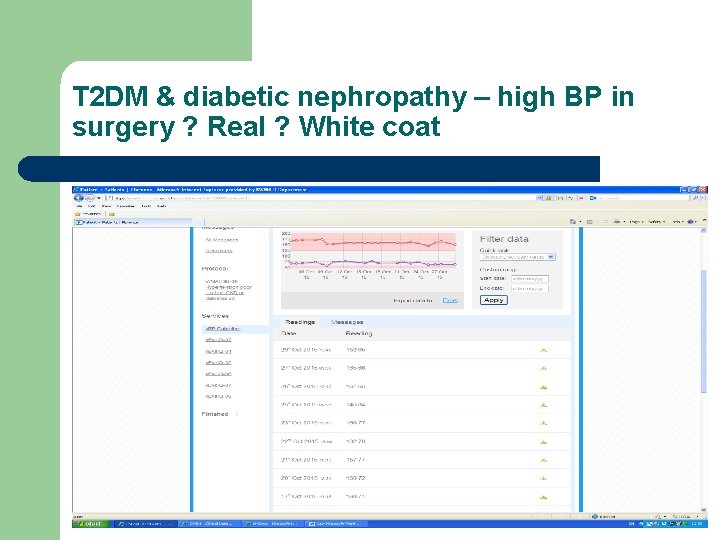 T 2 DM & diabetic nephropathy – high BP in surgery ? Real ?