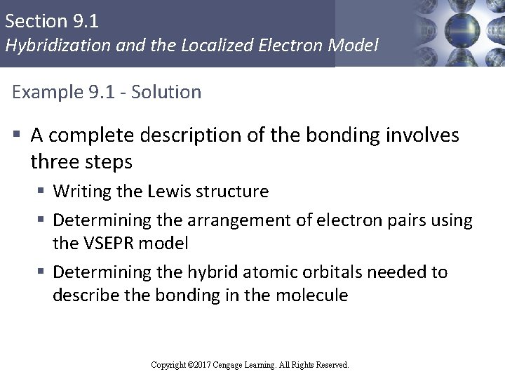 Section 9. 1 Hybridization and the Localized Electron Model Example 9. 1 - Solution