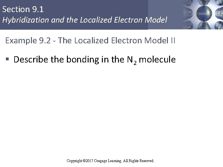 Section 9. 1 Hybridization and the Localized Electron Model Example 9. 2 - The