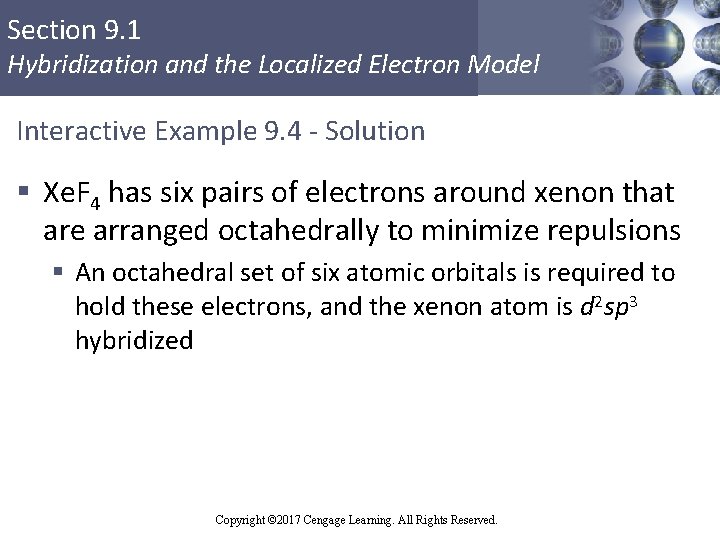 Section 9. 1 Hybridization and the Localized Electron Model Interactive Example 9. 4 -