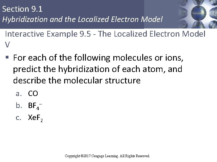 Section 9. 1 Hybridization and the Localized Electron Model Interactive Example 9. 5 -