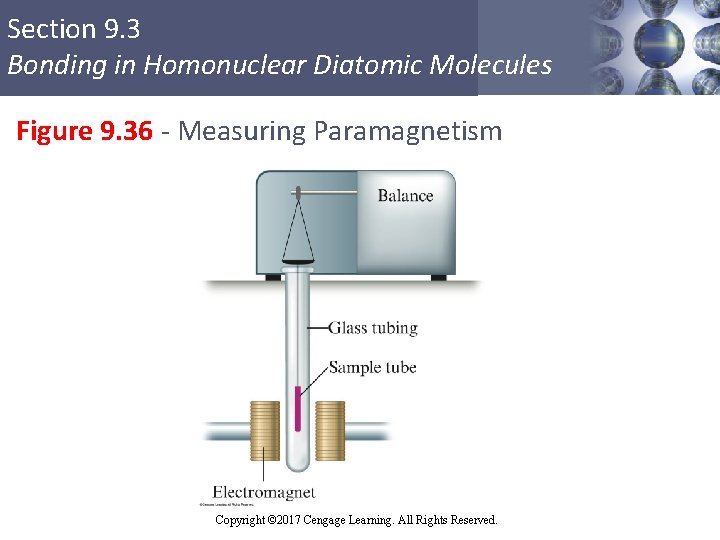 Section 9. 3 Bonding in Homonuclear Diatomic Molecules Figure 9. 36 - Measuring Paramagnetism