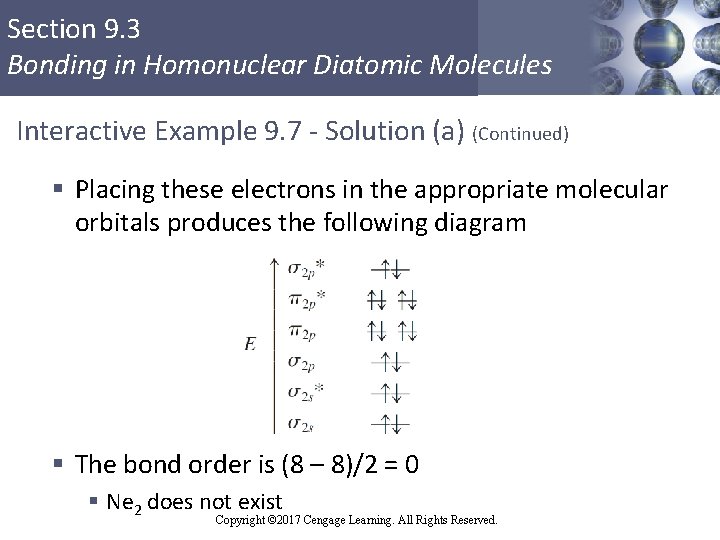 Section 9. 3 Bonding in Homonuclear Diatomic Molecules Interactive Example 9. 7 - Solution