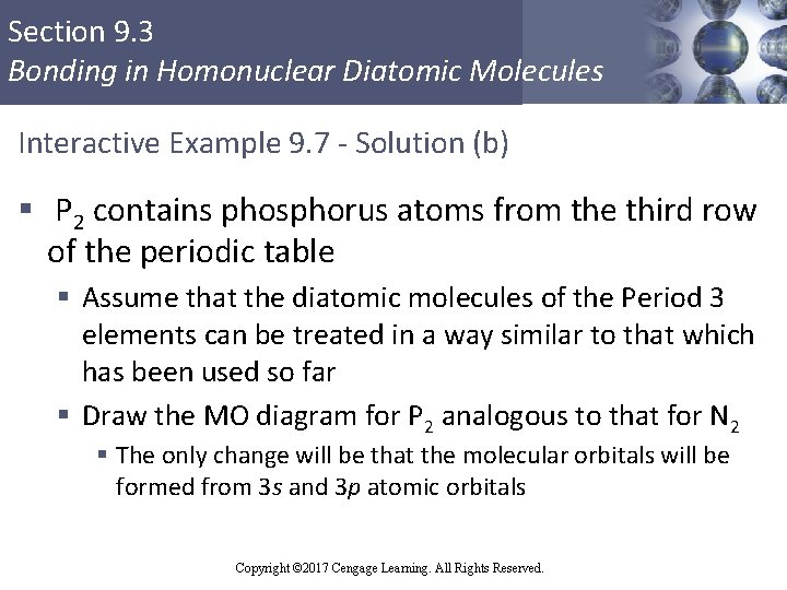 Section 9. 3 Bonding in Homonuclear Diatomic Molecules Interactive Example 9. 7 - Solution