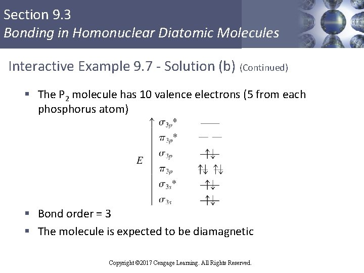 Section 9. 3 Bonding in Homonuclear Diatomic Molecules Interactive Example 9. 7 - Solution