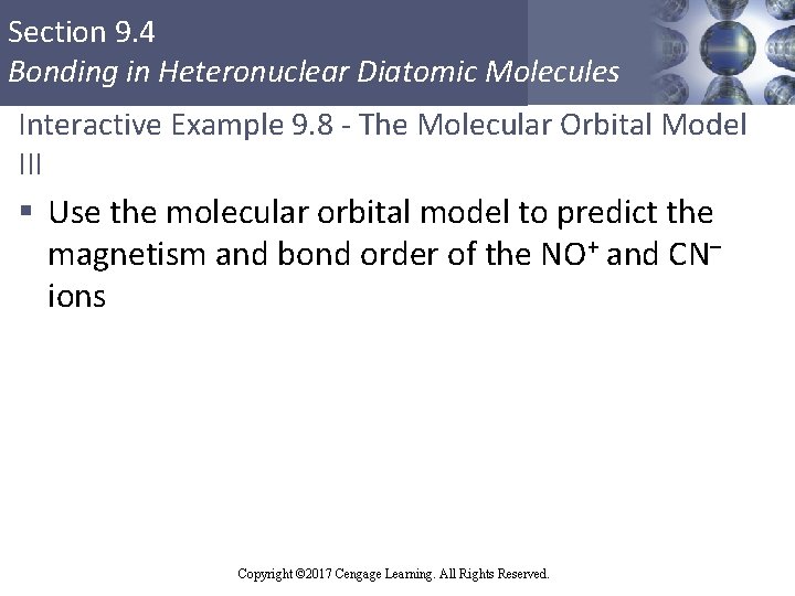 Section 9. 4 Bonding in Heteronuclear Diatomic Molecules Interactive Example 9. 8 - The