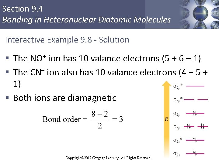 Section 9. 4 Bonding in Heteronuclear Diatomic Molecules Interactive Example 9. 8 - Solution