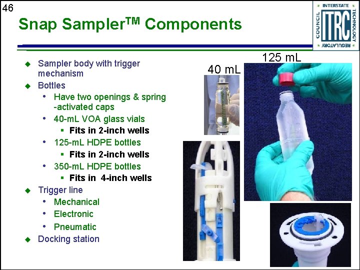 46 Snap Sampler. TM Components u u Sampler body with trigger mechanism Bottles •