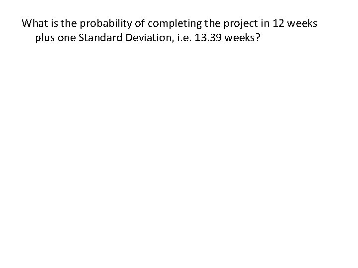 What is the probability of completing the project in 12 weeks plus one Standard