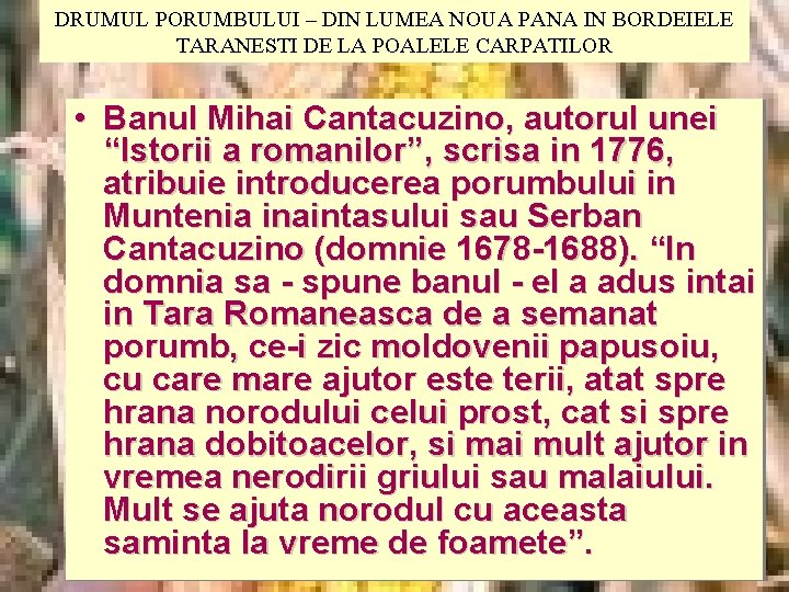 DRUMUL PORUMBULUI – DIN LUMEA NOUA PANA IN BORDEIELE TARANESTI DE LA POALELE CARPATILOR