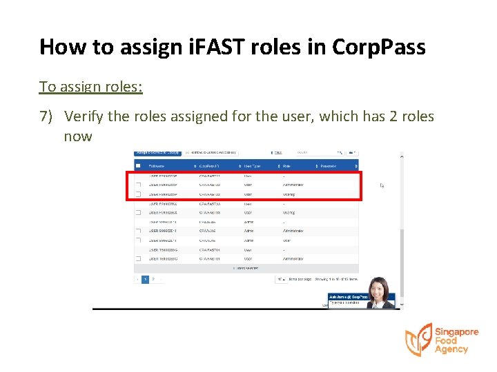 How to assign i. FAST roles in Corp. Pass To assign roles: 7) Verify