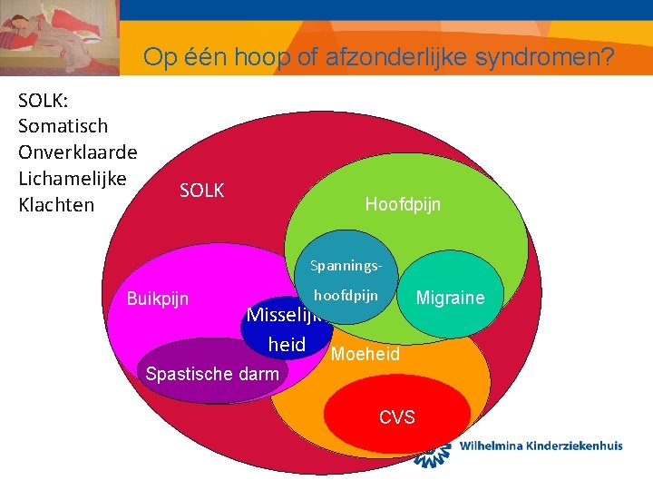 Op één hoop of afzonderlijke syndromen? SOLK: Somatisch Onverklaarde Lichamelijke Klachten SOLK Hoofdpijn Spannings-