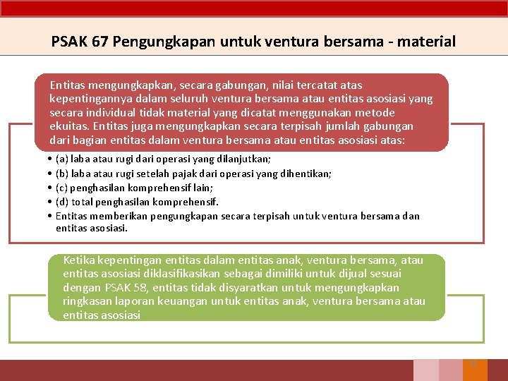 PSAK 67 Pengungkapan untuk ventura bersama - material Entitas mengungkapkan, secara gabungan, nilai tercatat