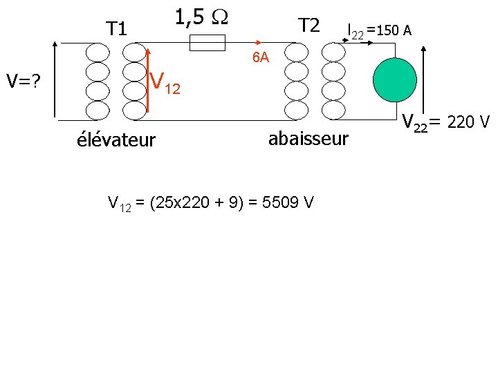 1, 5 T 1 T 2 I 22 =150 A 6 A V=? V
