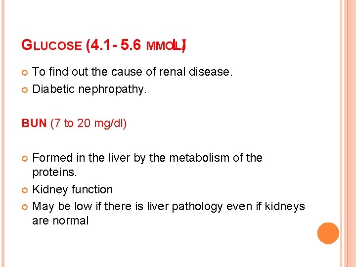 GLUCOSE (4. 1 - 5. 6 MMOL L)/ To find out the cause of GLUCOSE (4. 1 - 5. 6 MMOL L)/ To find out the cause of