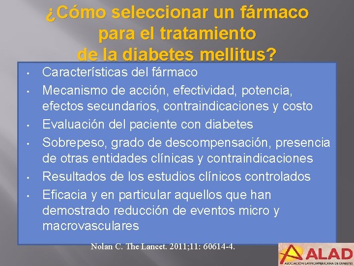 ¿Cómo seleccionar un fármaco para el tratamiento de la diabetes mellitus? • • •