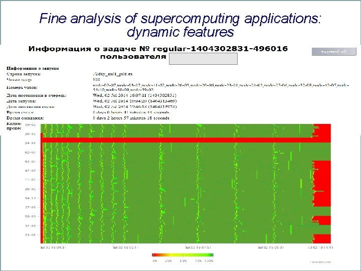 Fine analysis of supercomputing applications: dynamic features 