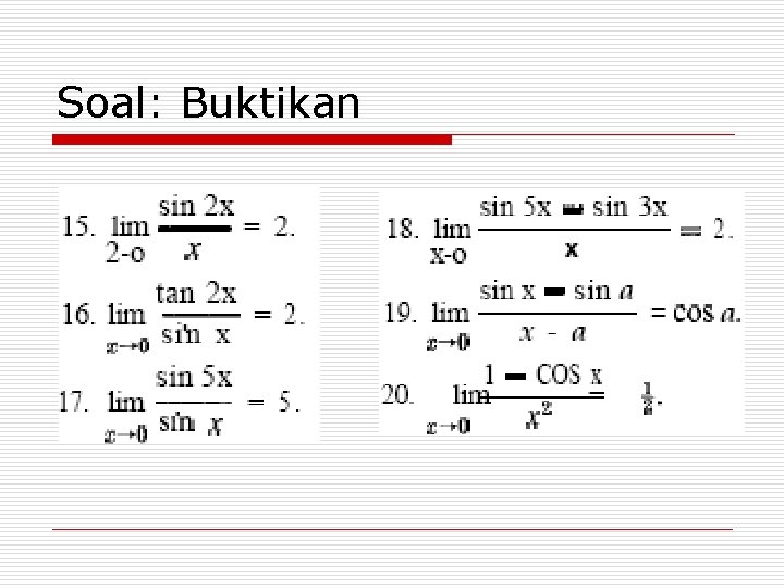 Soal: Buktikan 