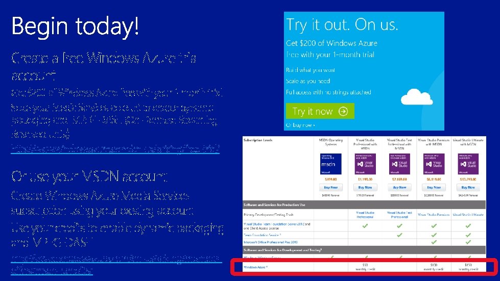Create a free Windows Azure trial account Get $200 of Windows Azure free with Create a free Windows Azure trial account Get $200 of Windows Azure free with