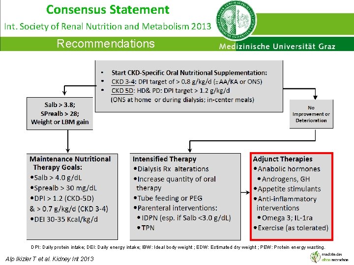 Consensus Statement Int. Society of Renal Nutrition and Metabolism 2013 Recommendations DPI: Daily protein