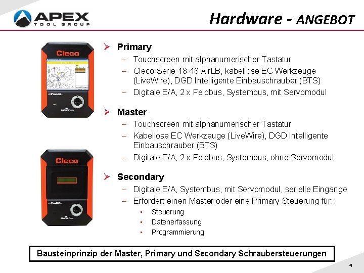 Hardware - ANGEBOT Ø Primary – Touchscreen mit alphanumerischer Tastatur – Cleco-Serie 18 -48