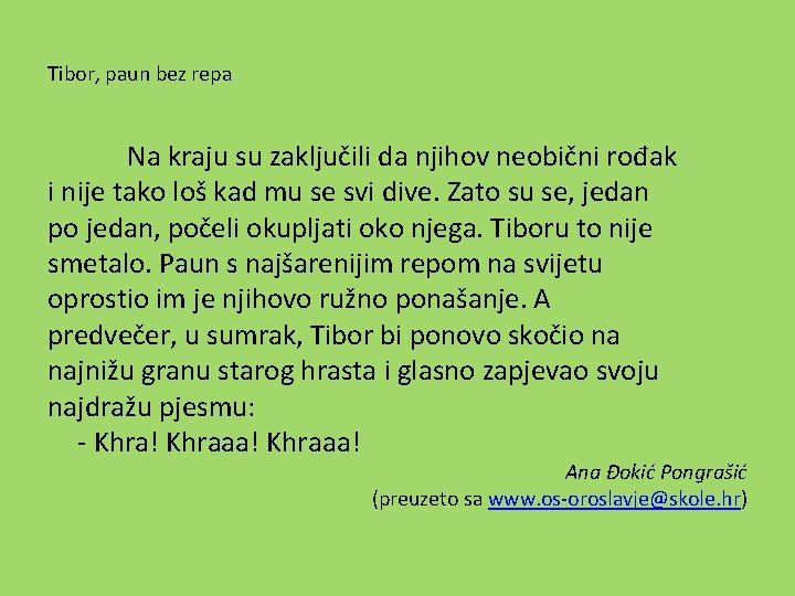 Tibor, paun bez repa Na kraju su zaključili da njihov neobični rođak i nije