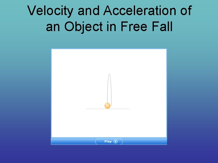 Velocity and Acceleration of an Object in Free Fall 