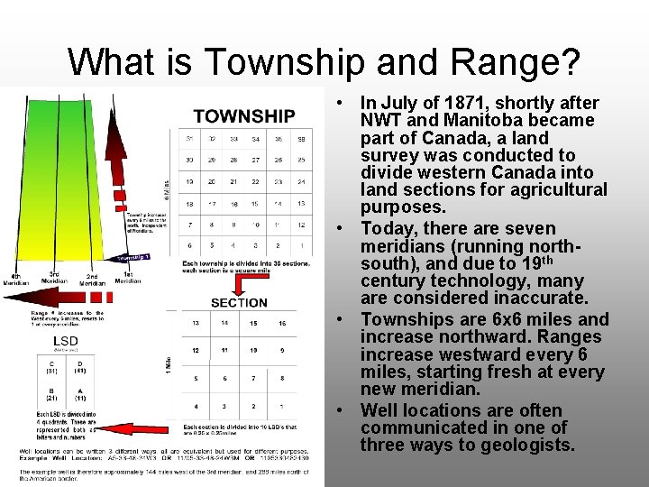 What is Township and Range? • In July of 1871, shortly after NWT and
