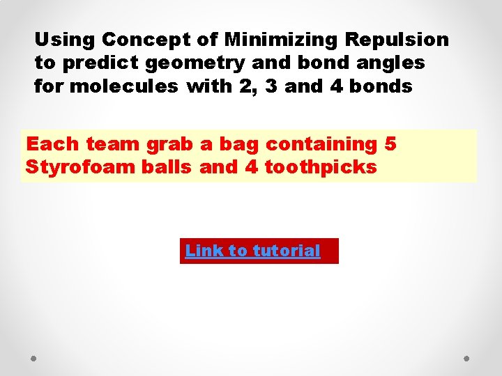 Using Concept of Minimizing Repulsion to predict geometry and bond angles for molecules with