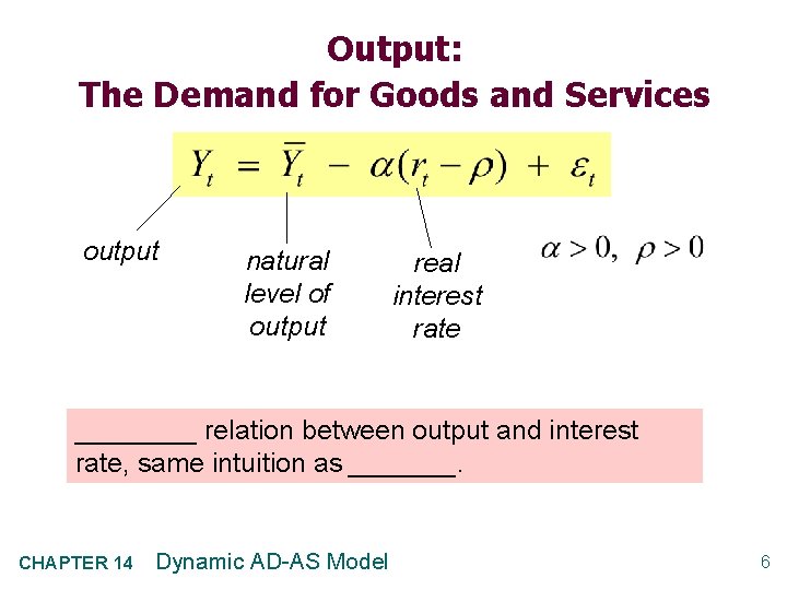 Output: The Demand for Goods and Services output natural level of output real interest