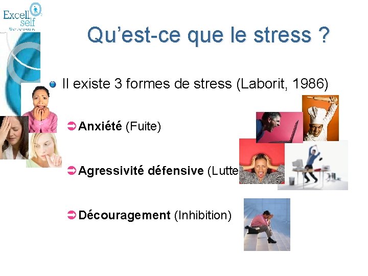 Qu’est-ce que le stress ? Il existe 3 formes de stress (Laborit, 1986) Anxiété