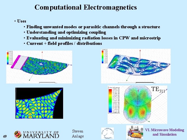 Computational Electromagnetics • Uses • Finding unwanted modes or parasitic channels through a structure
