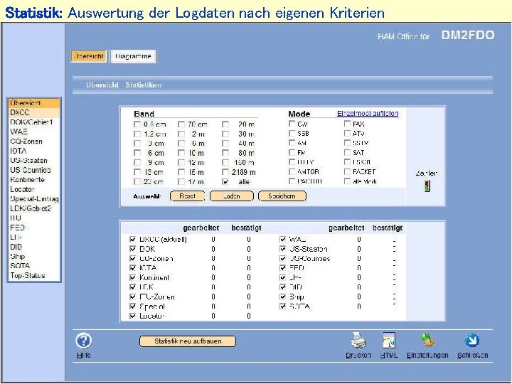 Statistik: Auswertung der Logdaten nach eigenen Kriterien 