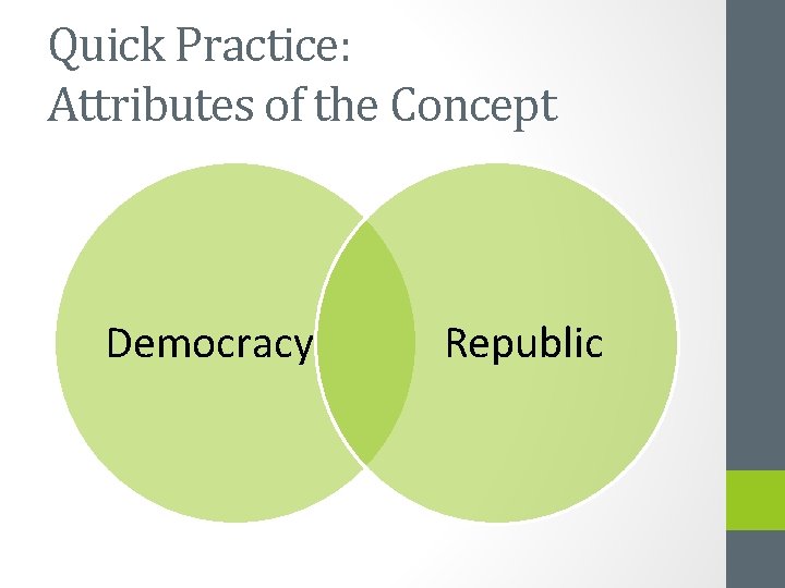 Quick Practice: Attributes of the Concept Democracy Republic 