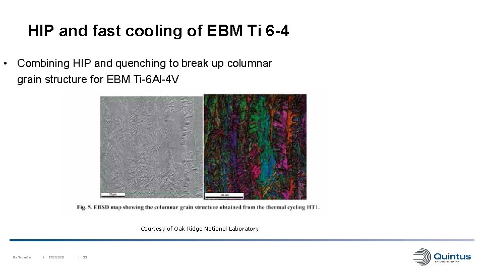 HIP and fast cooling of EBM Ti 6 -4 • Combining HIP and quenching