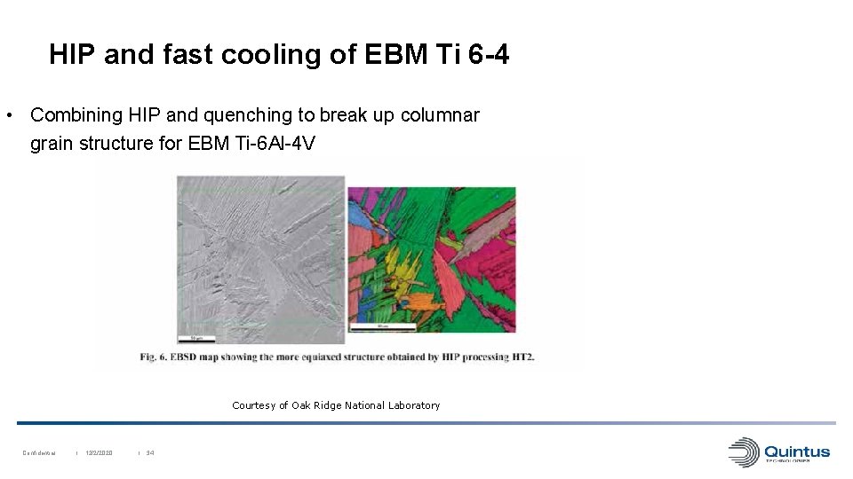 HIP and fast cooling of EBM Ti 6 -4 • Combining HIP and quenching