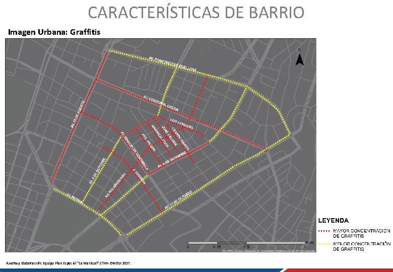 CARACTERÍSTICAS DE BARRIO Imagen Urbana: Graffitis Fuente y Elaboración: Equipo Plan Especial “La Mariscal”-STHV-DMDU-2017.