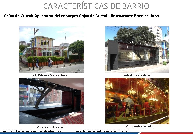 CARACTERÍSTICAS DE BARRIO Cajas de Cristal: Aplicación del concepto Cajas de Cristal - Restaurante