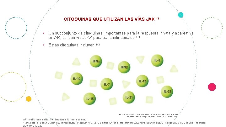 VÍAS DE SEÑALIZACIÓN JAK CITOQUINAS QUE UTILIZAN LAS VÍAS JAK 1 -3 • Un