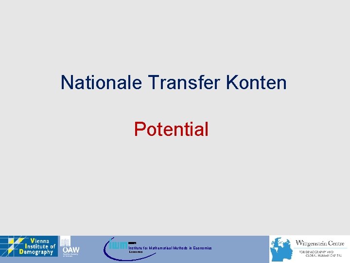 Nationale Transfer Konten Potential Institute for Mathematical Methods in Economics 