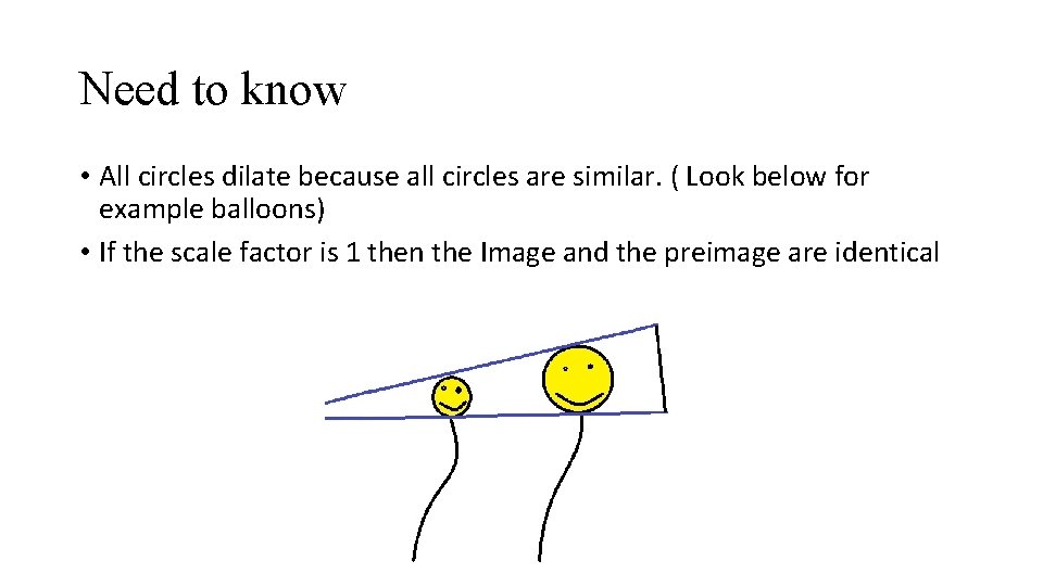 Need to know • All circles dilate because all circles are similar. ( Look