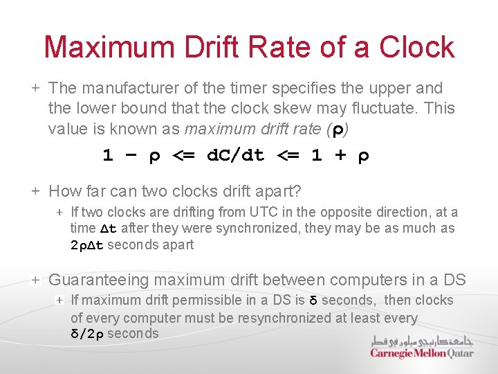 Maximum Drift Rate of a Clock The manufacturer of the timer specifies the upper