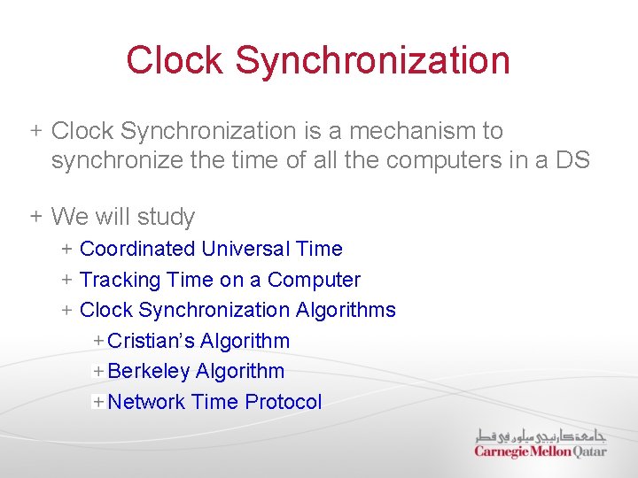 Clock Synchronization is a mechanism to synchronize the time of all the computers in