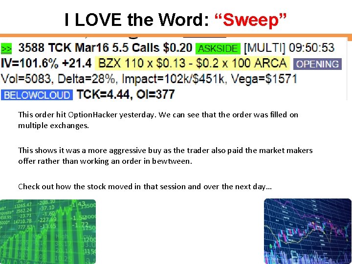 I LOVE the Word: “Sweep” This order hit Option. Hacker yesterday. We can see