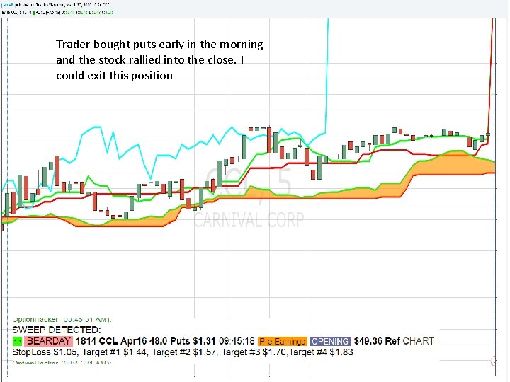 Trader bought puts early in the morning and the stock rallied into the close.