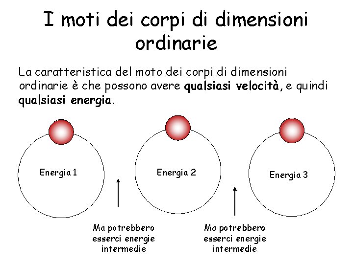 I moti dei corpi di dimensioni ordinarie La caratteristica del moto dei corpi di