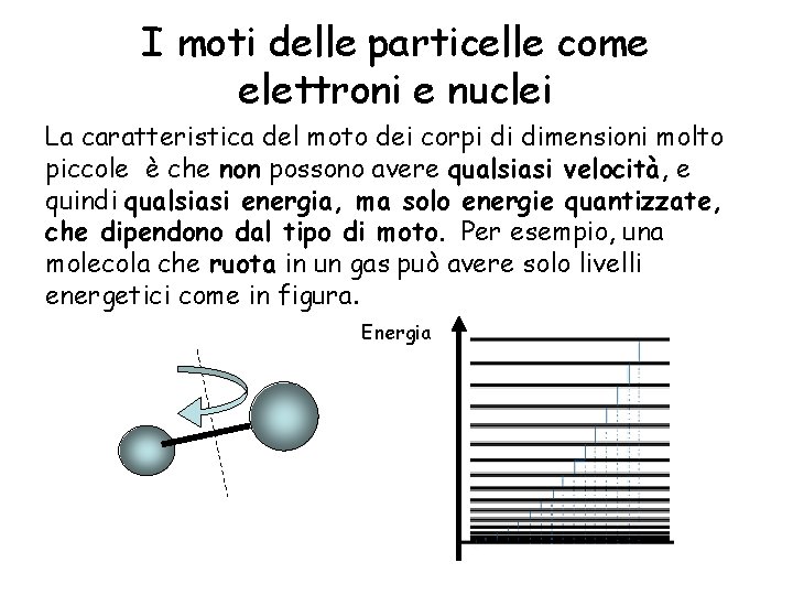 I moti delle particelle come elettroni e nuclei La caratteristica del moto dei corpi